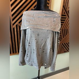 Como Vintage Off the Shoulder Deconstructed Sweater